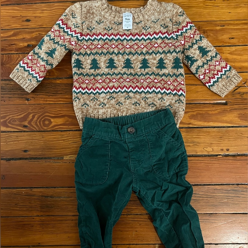 Baby Christmas Sweater Corduroy Pants Carter’s 6-9m